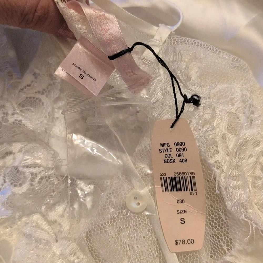 NWT Victoria's Secret Vintage Maxi Nightgown Satin Lace Sheer Stomach Back S